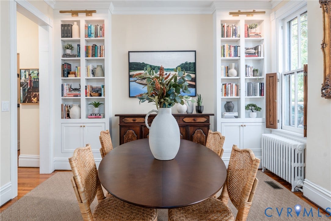 106 N Shields Avenue, The Fan, Richmond, VA 23220 Built-in bookcases by Anne Pulliam Interiors, added in 2025.