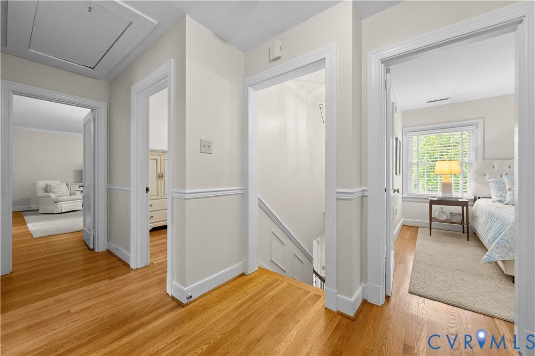 1203 Rothesay Circle, Windsor Farms, Richmond, VA 23221 Hardwood flooring, crisp white trim, chair rail molding, and multiple interior entryways