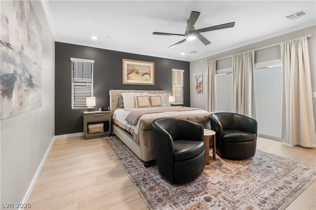 145 Rohan Crest Avenue, Henderson, NV 89011 Primary Bedroom with walk-out balcony