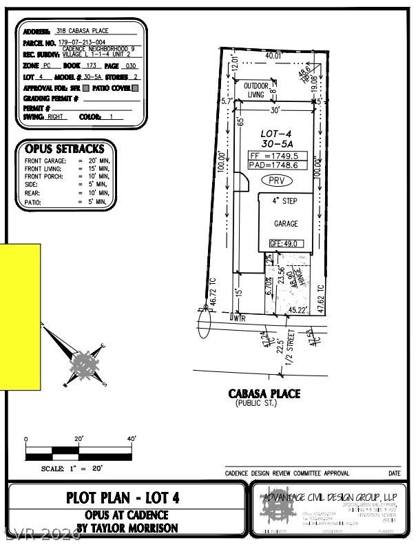 318 Cabasa Place, Henderson, NV 89015 318 Cabasa Place Preliminary Plot Plan