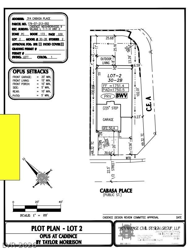 314 Cabasa Place, Henderson, NV 89015 314 Cabasa Place Preliminary Plot Plan