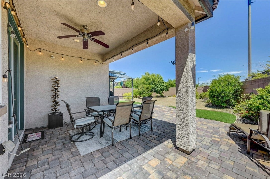 3086 Ripe Peak Lane, Henderson, NV 89044 Enjoy outdoor living with this inviting patio, perfect for relaxation and entertainment.