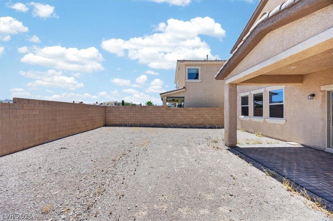 1116 Strada Cristallo, Henderson, NV 89011 A spacious gravel yard, fully enclosed by a block wall, offers a blank canvas for outdoor aspirations.