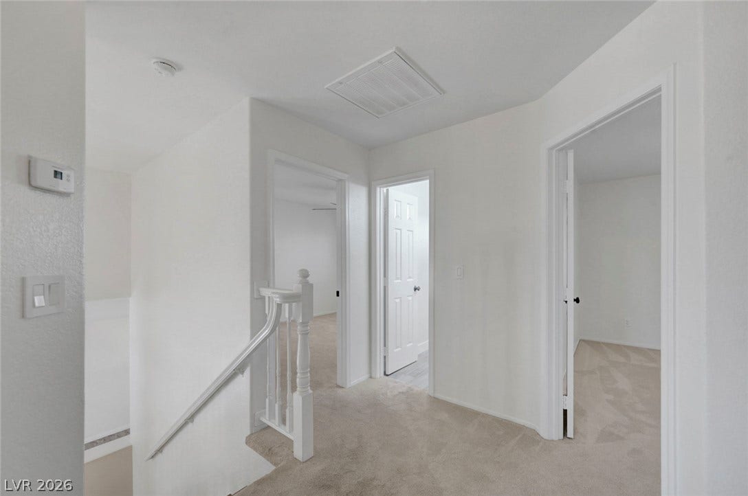 31 Antero Drive, Henderson, NV 89074 A well-lit landing provides access to various rooms, featuring clean walls and carpeting.
