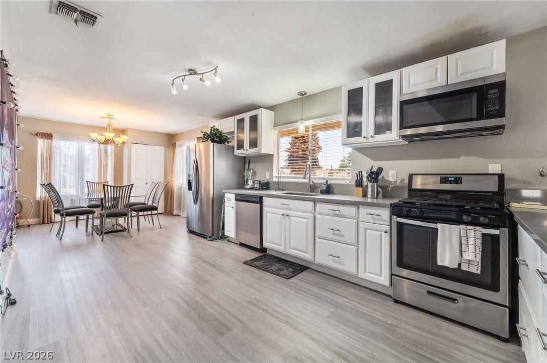 3111 Belvedere Drive, Henderson, NV 89014 Clean lines and a functional layout define this bright kitchen and dining area.