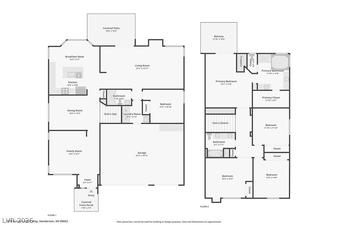 1278 Autumn Wind Way, Henderson, NV 89052 A comprehensive floor plan detailing the spacious layout across two levels.