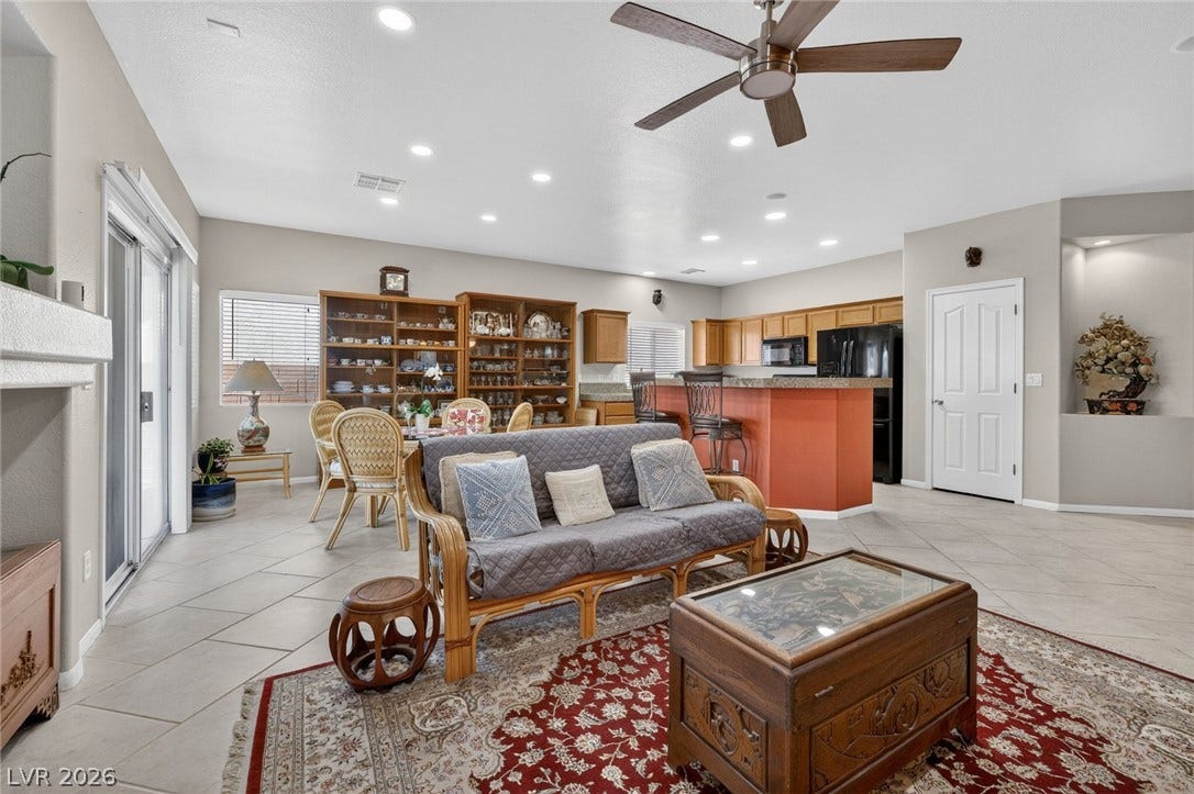 4467 Verdiccio Avenue, Las Vegas, NV 89141 Nice & bright with new recessed lighting and a ceiling fan.