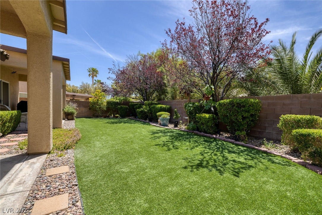 4467 Verdiccio Avenue, Las Vegas, NV 89141 South facing backyard for all day winter sun. Plenty of room for a pool, if desired.
