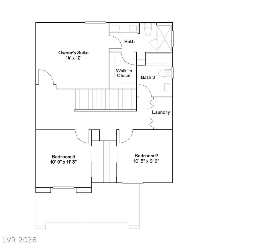 A well-designed floor plan details the upper level, featuring an owner's suite, two additional bedrooms, and a conveniently placed laundry area.