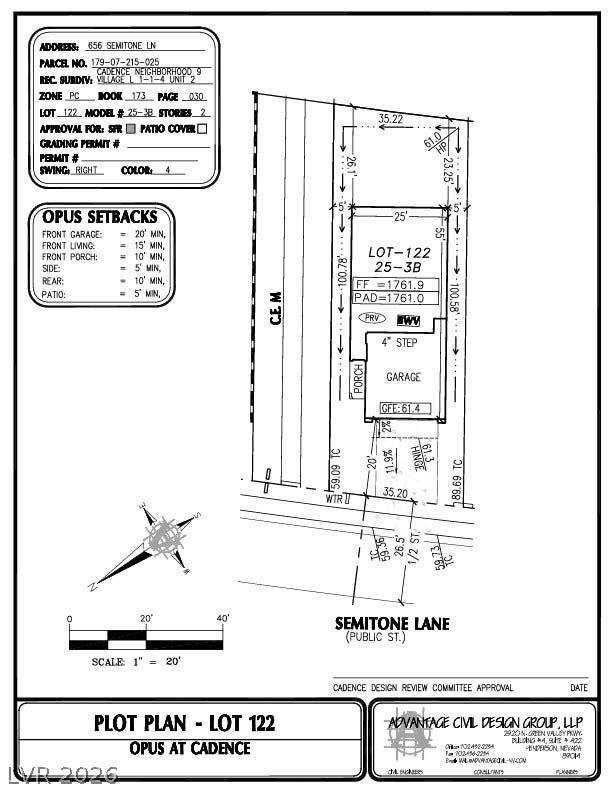 656 Semitone Lane, Henderson, NV 89015 656 Semitone Lane Preliminary Plot Plan