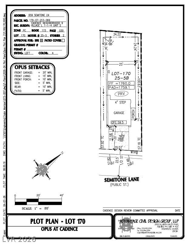 659 Semitone Lane, Henderson, NV 89015 659 Semitone Lane Preliminary Plot Plan