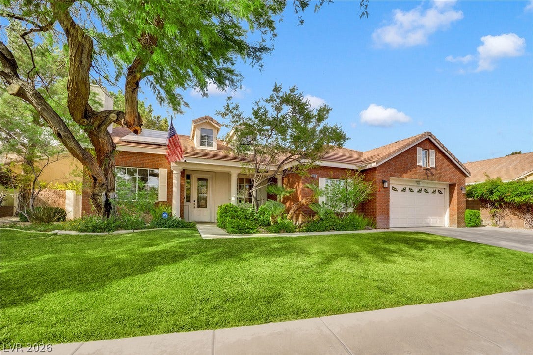 2516 Serenity Hollow Drive, Henderson, NV 89052 Picturesque Green Lawn & Beautiful Mature Trees.