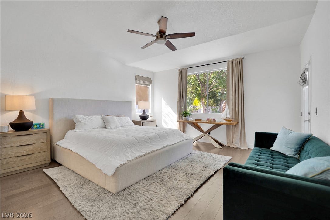 2516 Serenity Hollow Drive, Henderson, NV 89052 Naturally Lit Master Bedroom with a private outside view.