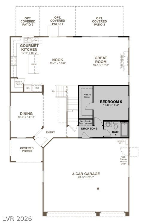 A well-planned ground floor layout showcases a generous gourmet kitchen and an inviting great room for gatherings.