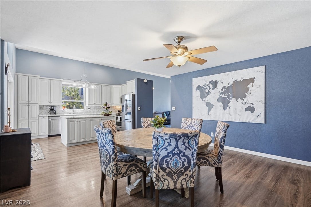 206 Oleander Place, Henderson, NV 89015 An open concept kitchen and dining space offers bright, inviting gathering areas.