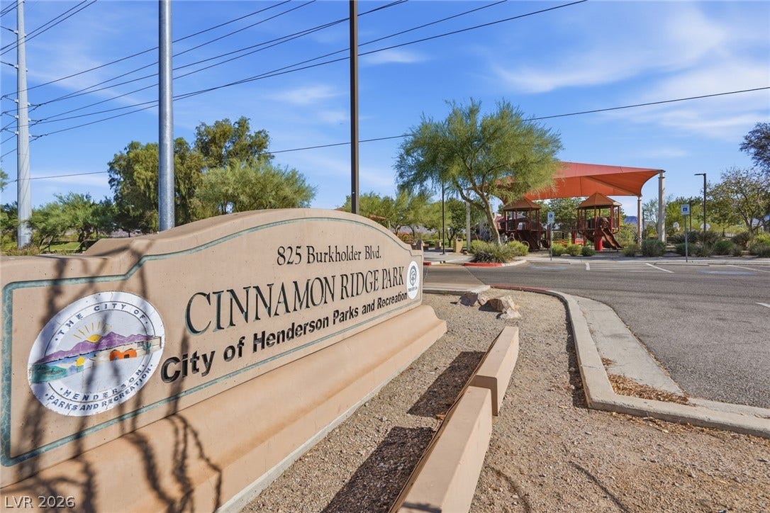 206 Oleander Place, Henderson, NV 89015 Welcome to Cinnamon Ridge Park, featuring an inviting playground and well-maintained grounds perfect for outdoor recreation.