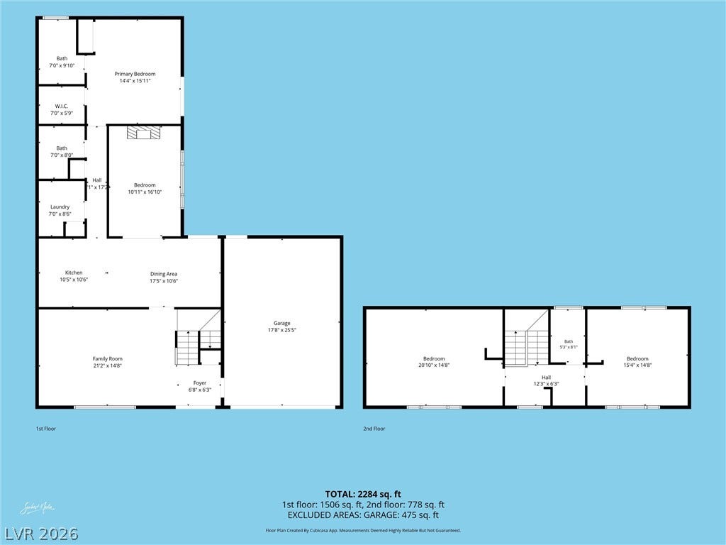 3303 Royce Court, Las Vegas, NV 89121 A comprehensive floor plan detailing the spacious layout of a two-story home, including bedrooms, bathrooms, and living areas on each level.