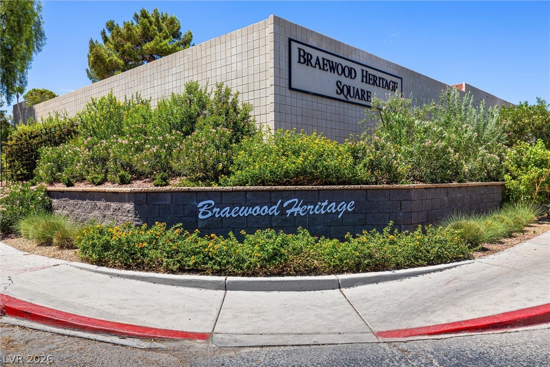 3303 Royce Court, Las Vegas, NV 89121 Welcoming entry signage and lush landscaping define this charming community's inviting presence.