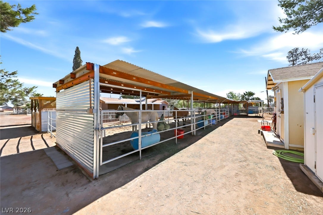 A well-appointed equestrian property provides ample shelter and dedicated spaces for horses.