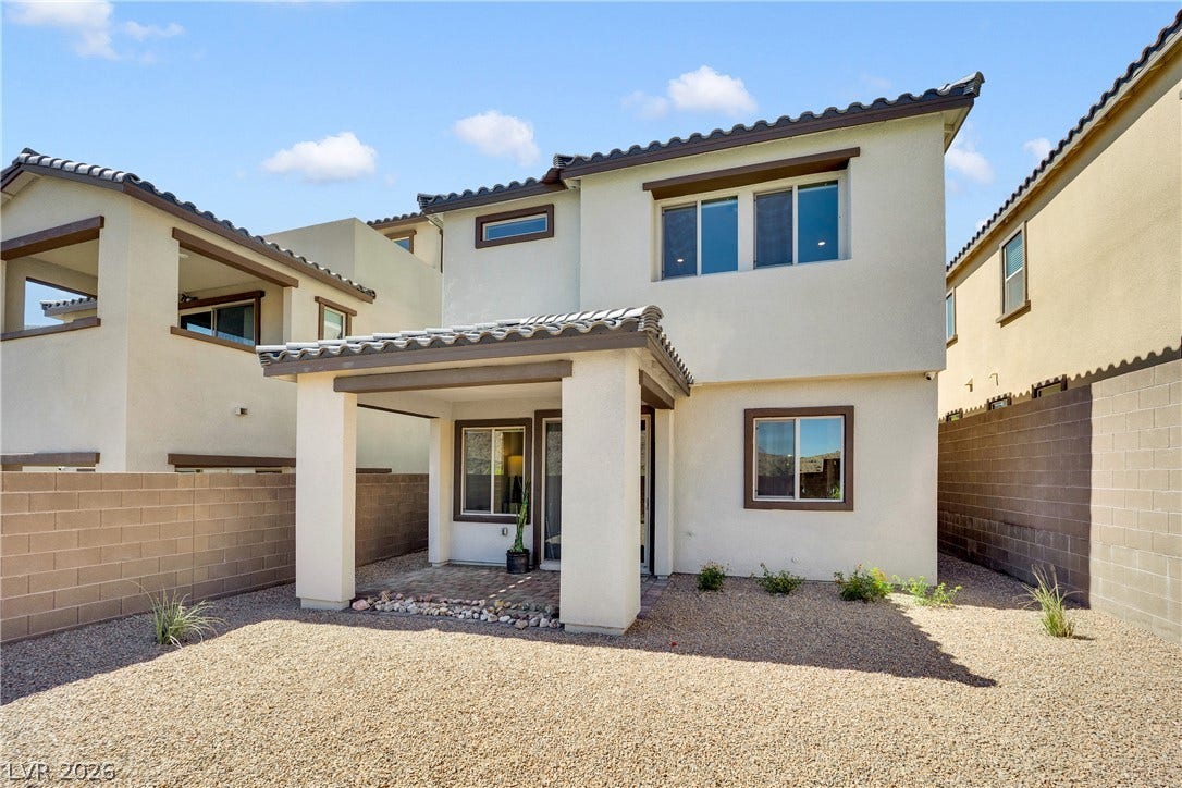 11572 Desert Hollow Avenue, Las Vegas, NV 89138 A private backyard oasis with a covered patio, perfect for relaxing.