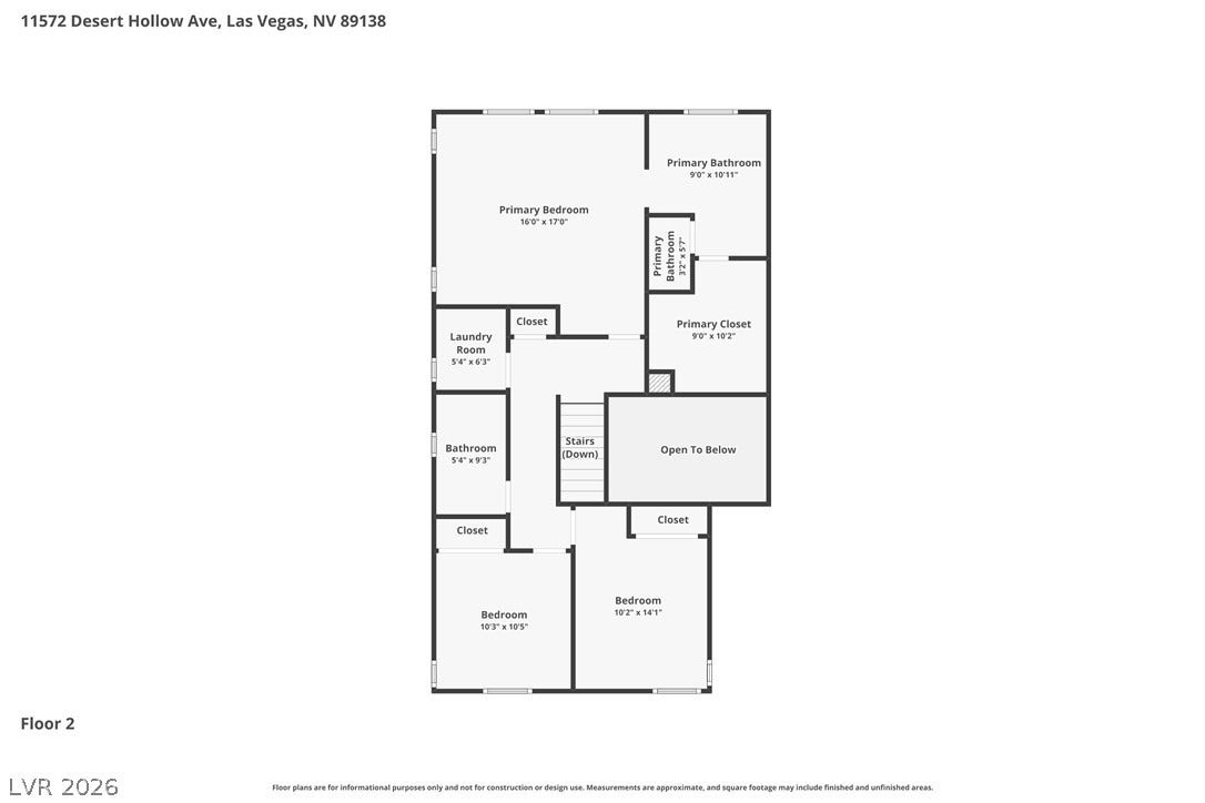 11572 Desert Hollow Avenue, Las Vegas, NV 89138 Examine this practical floor plan for the second level, showcasing multiple bedrooms and essential amenities.