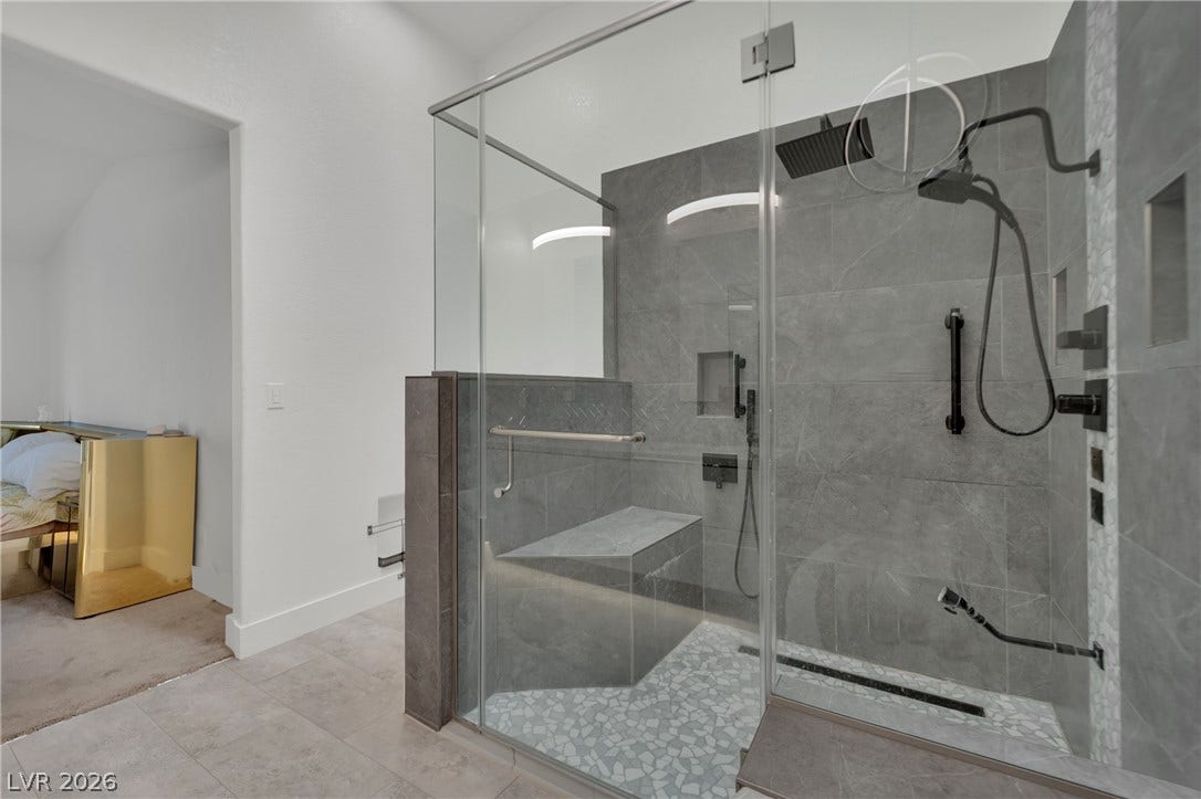9180 Mohawk Street, Las Vegas, NV 89139 Full bathroom featuring a shower stall and light tile patterned floors