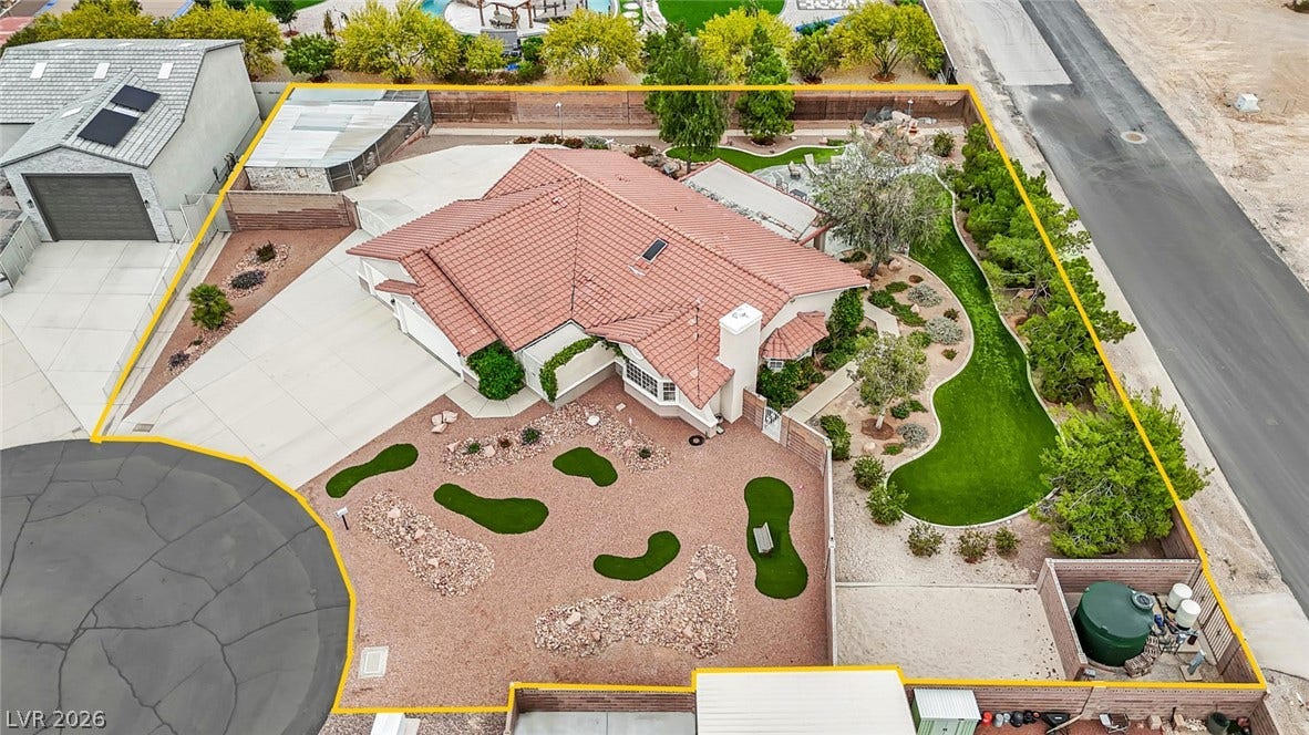 9180 Mohawk Street, Las Vegas, NV 89139 Aerial overview of property's location with property boundaries highlighted