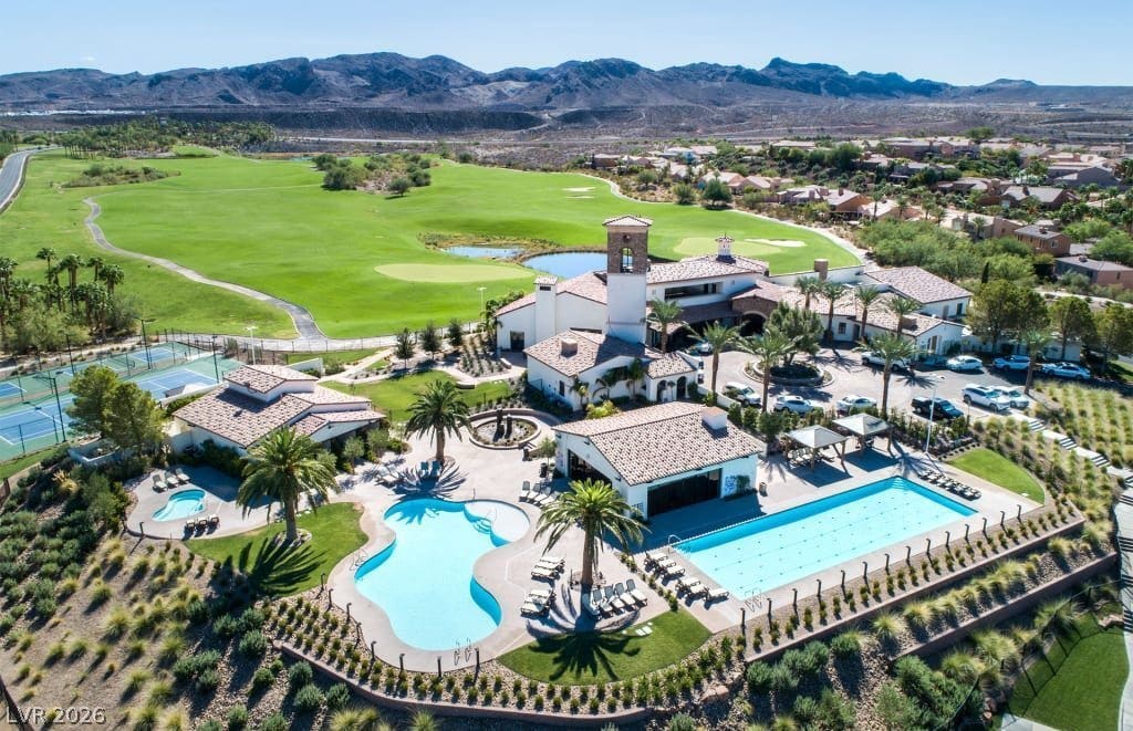 6 VIA VASARI, #102, Henderson, NV 89011 An aerial perspective reveals a luxurious resort-style community with a VERY ACTIVE SPORTS CLUB