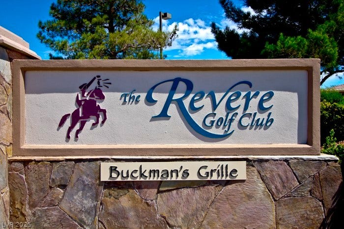 2141 Colvin Run Drive, Henderson, NV 89052 A sign welcomes all to the esteemed Revere Golf Club and Buckman's Grille.