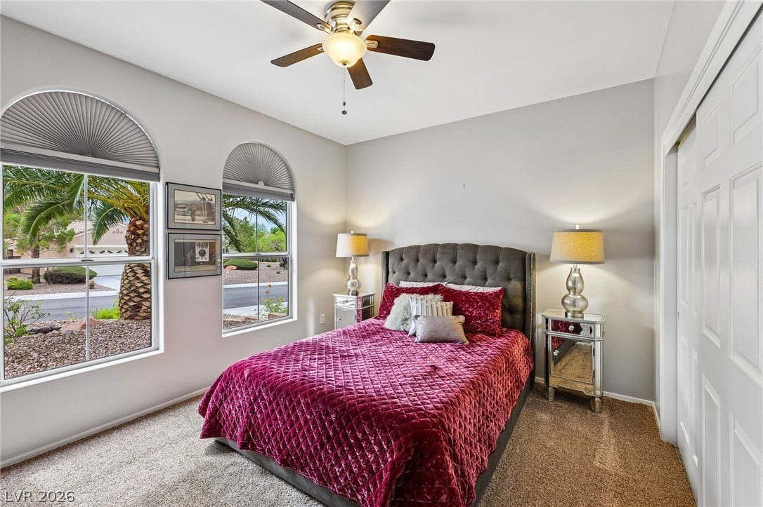 2141 Colvin Run Drive, Henderson, NV 89052 This seconday bedroom features custom built-in shelving.