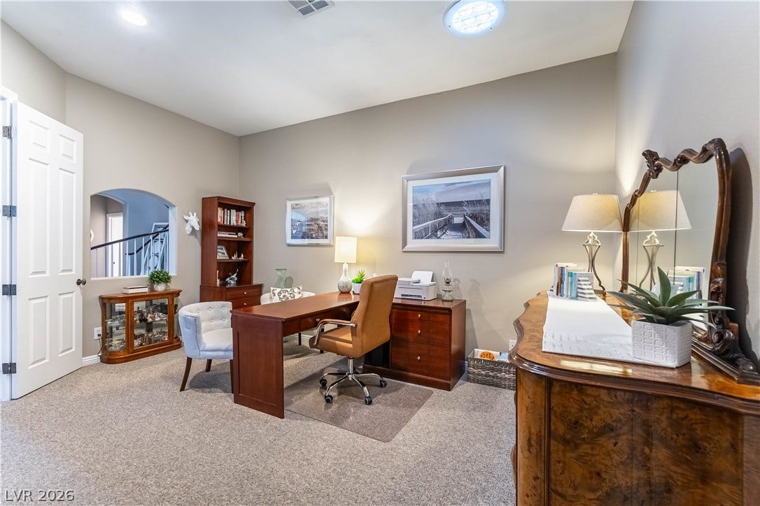 2676 Botticelli Drive, Henderson, NV 89052 A dedicated home office provides a quiet space for productivity. This room could be used for a 5th bedroom if needed.