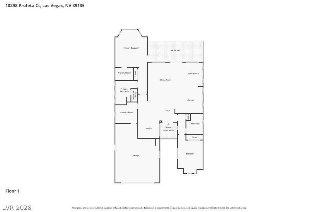 10298 Profeta Court, Las Vegas, NV 89135 Visualize the spacious layout of this single-story residence, featuring distinct living areas and a private primary suite.