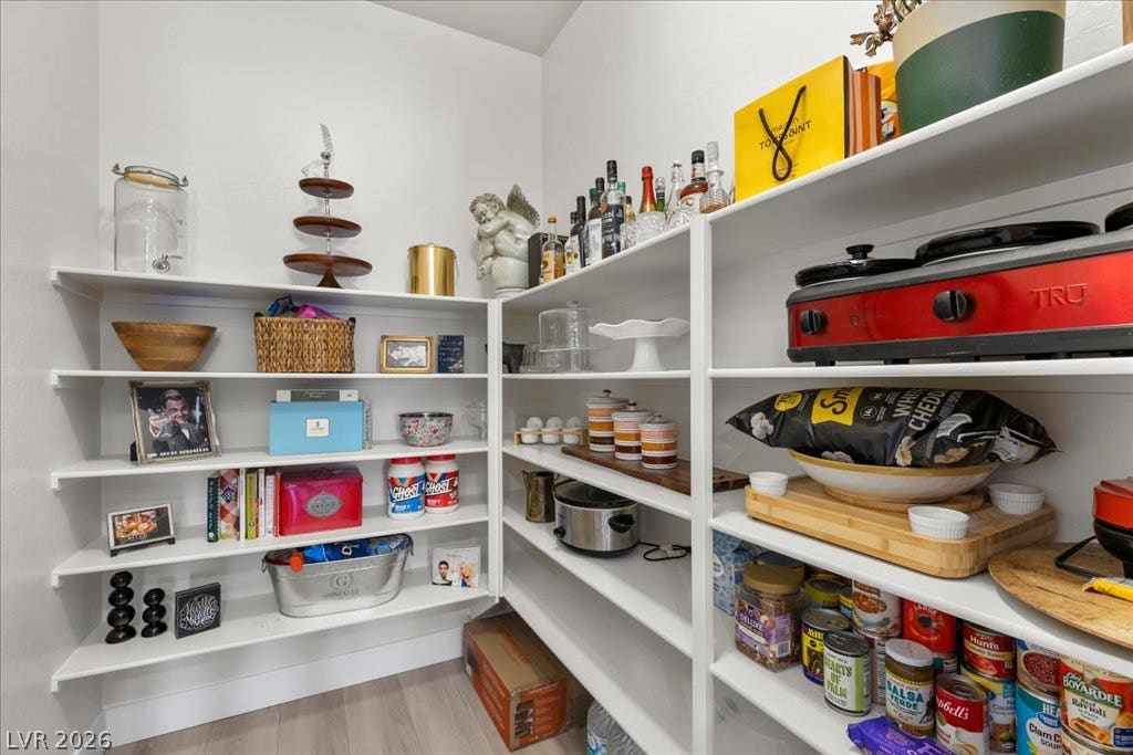 2828 Josephine Drive, Henderson, NV 89044 A well-organized pantry offers generous shelving for provisions, streamlining kitchen storage.