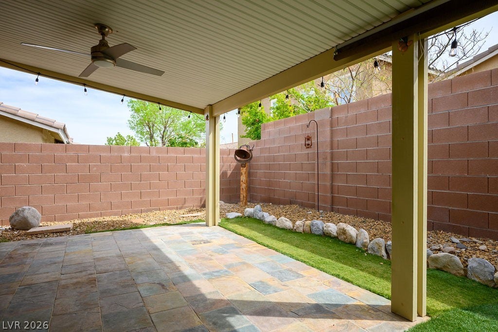 10513 Shanna Trellis Avenue, Las Vegas, NV 89144 View of patio with a ceiling fan
