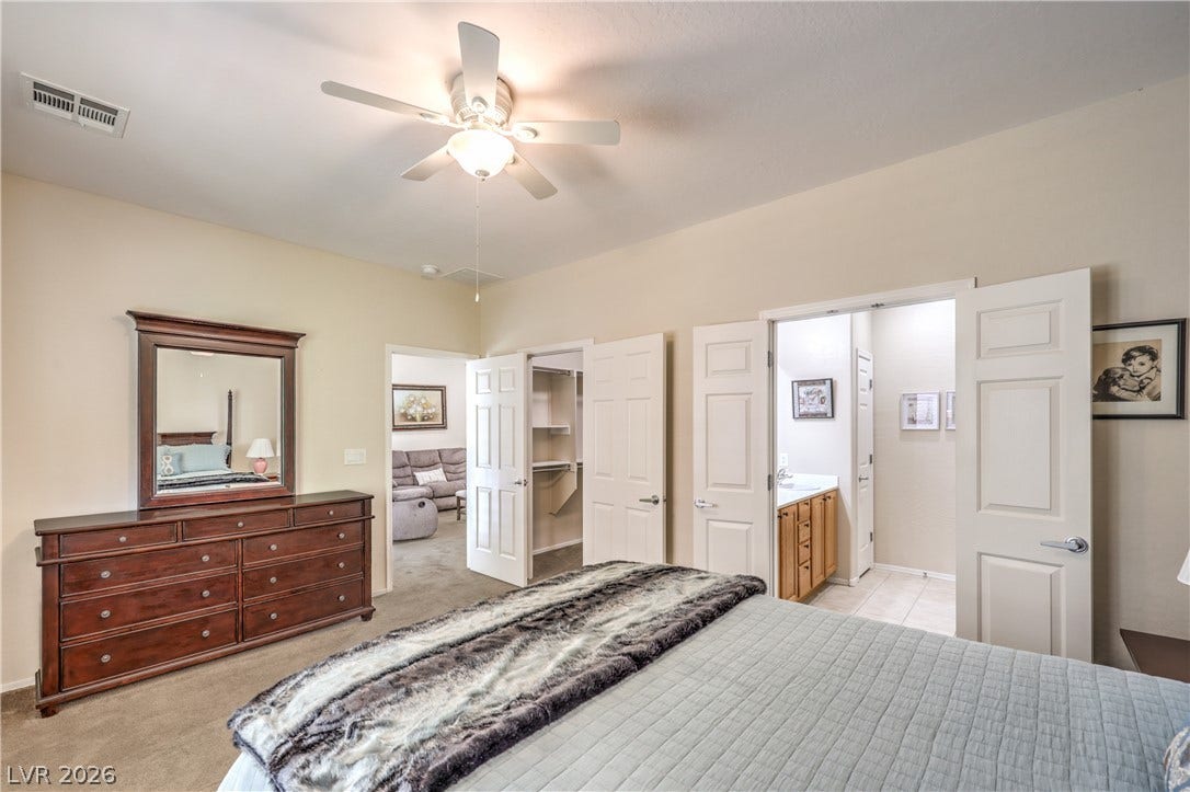 2439 Erastus Drive, Henderson, NV 89044 Owners Suite with Ceiling Fan, and Walk-In Closet