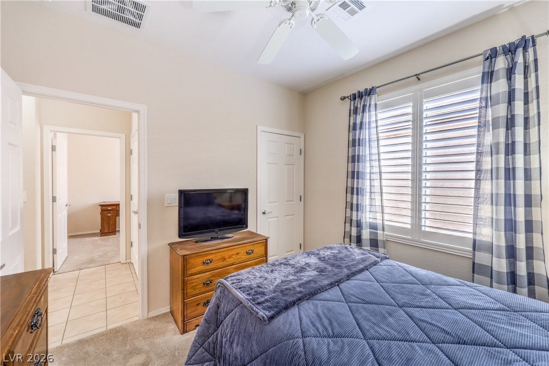 2439 Erastus Drive, Henderson, NV 89044 Two Secondary Bedrooms with Ceiling Fans and Walk-In Closets