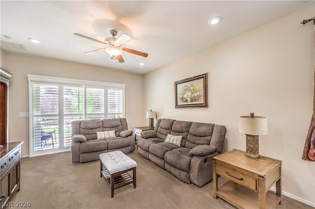 2439 Erastus Drive, Henderson, NV 89044 Spacious Great Room w/ Ceiling Fan and Recessed Lighting