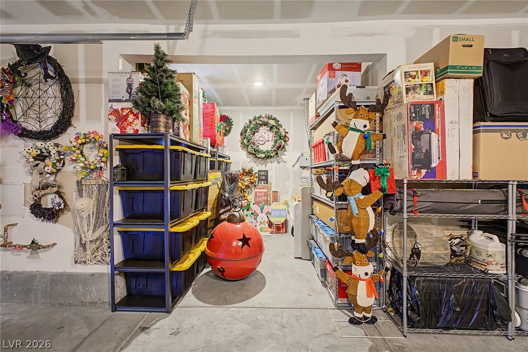 290 Fossil Falls Street, Henderson, NV 89015 A well-organized garage offers ample storage solutions for seasonal decor and household items.