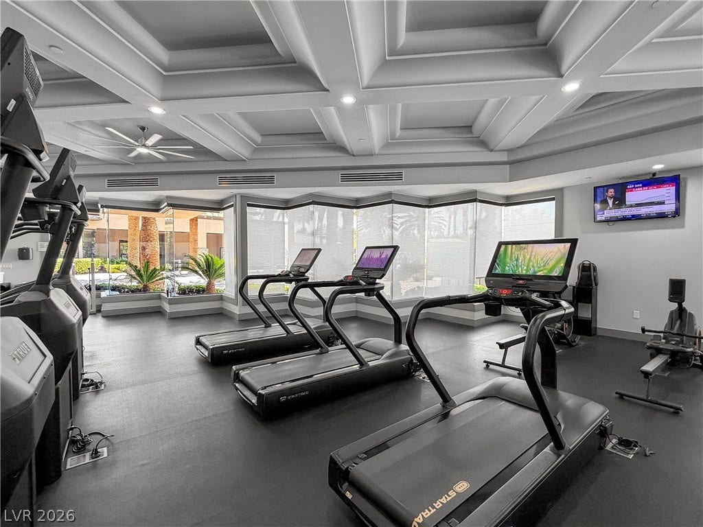 771 White Dogwood Court, Las Vegas, NV 89148 Achieve peak fitness in this well-appointed gym with coffered ceilings and ample natural light.
