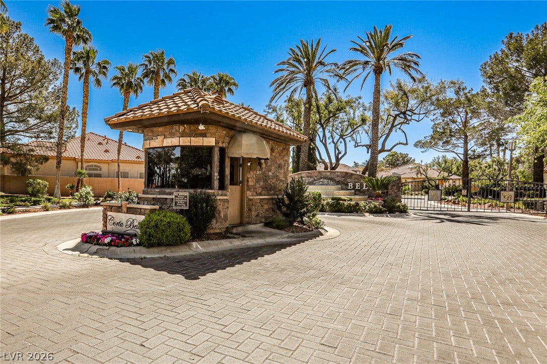 1828 Dolce Drive, Las Vegas, NV 89134 Secure community entrance with an attractive guard house and private gates.