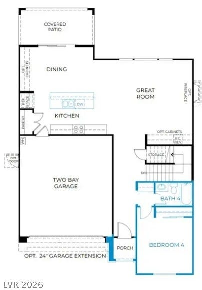 55 Rubato Lane, Henderson, NV 89015 Functional floor plan featuring a spacious great room, dining area, and a convenient kitchen layout.