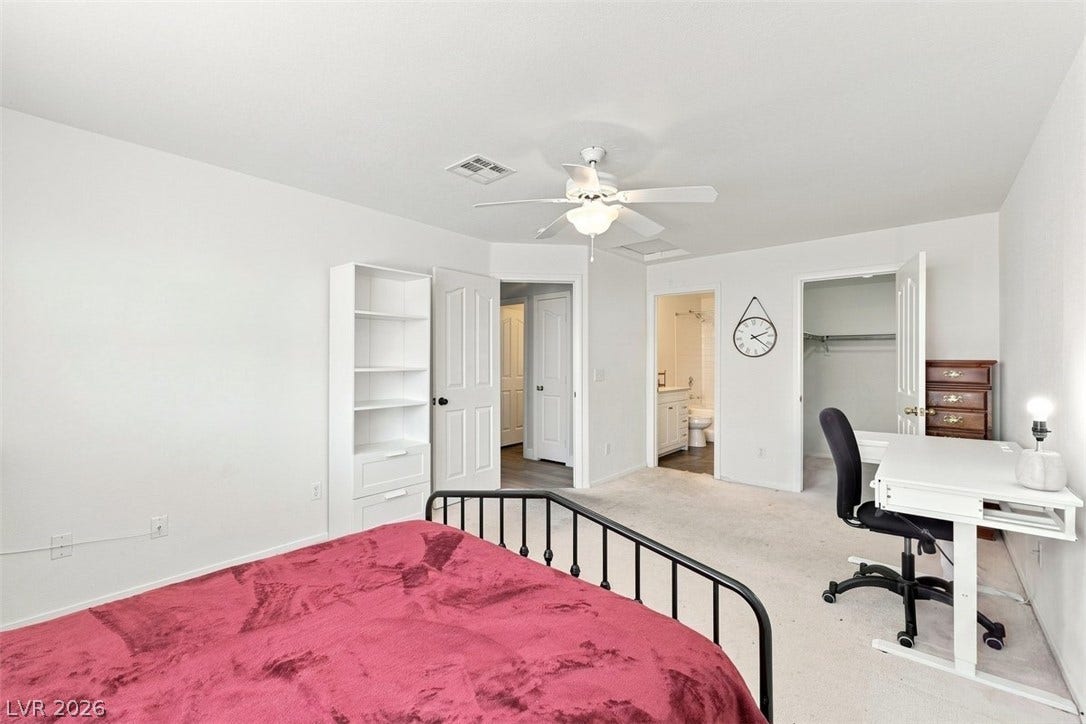 505 Rafkin Place, Henderson, NV 89052 Bright and Open Primary bedroom with walk in closet and room for a sitting area or desk