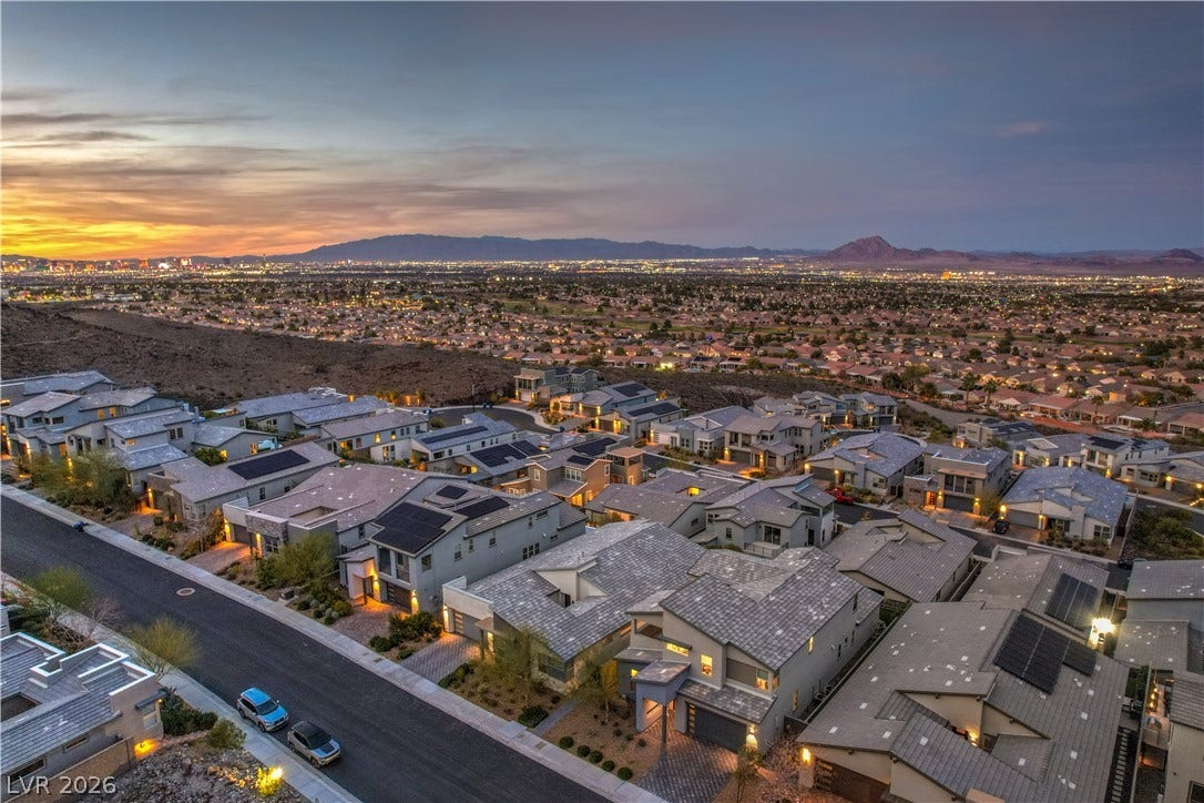 1984 Canyon Highlands Drive, Henderson, NV 89052 Experience vibrant city lights and mountain backdrops from this contemporary residential community.