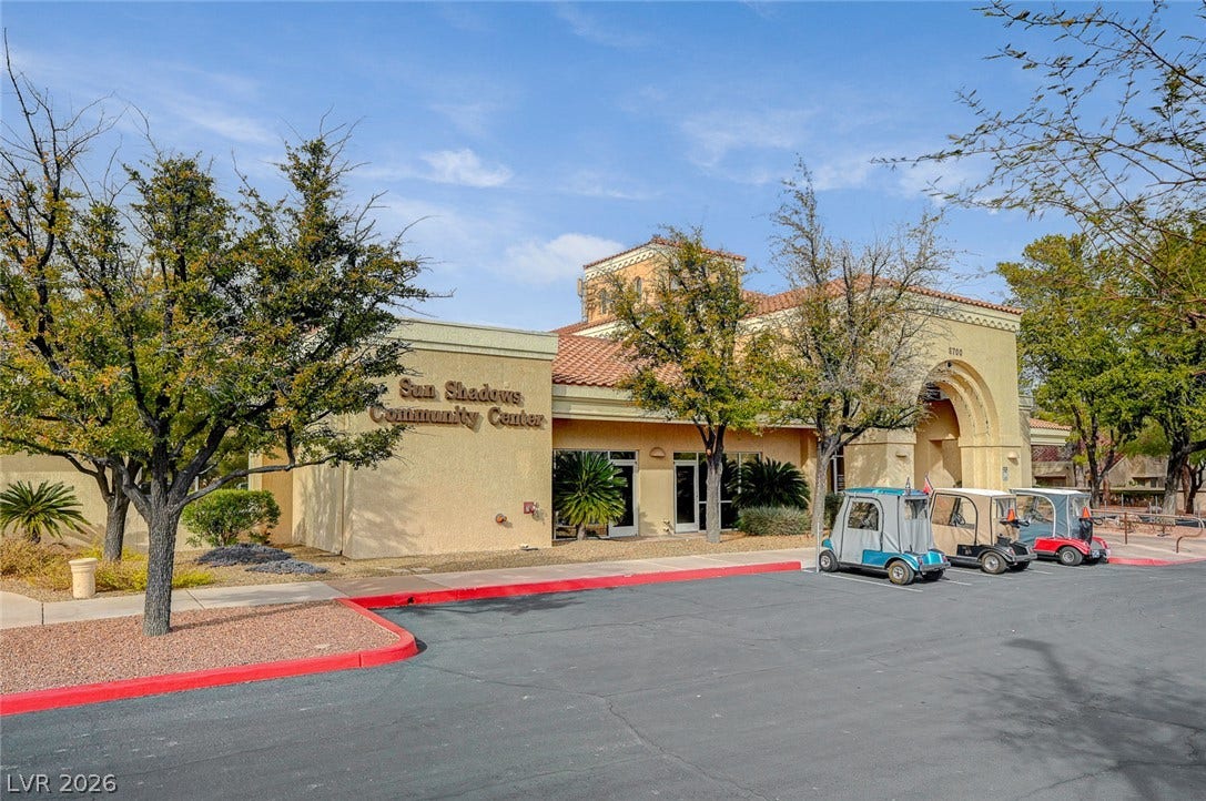 2621 Hanging Rock Drive, Las Vegas, NV 89134 A classic stucco exterior with Spanish tile roof lines defines the inviting community clubhouse.