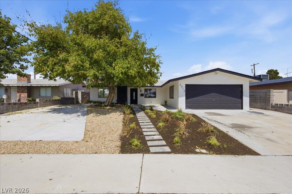 3912 Casa Grande Avenue, Las Vegas, NV 89102 Mid-century architectural lines define this single-level residence featuring a clean exterior facade.