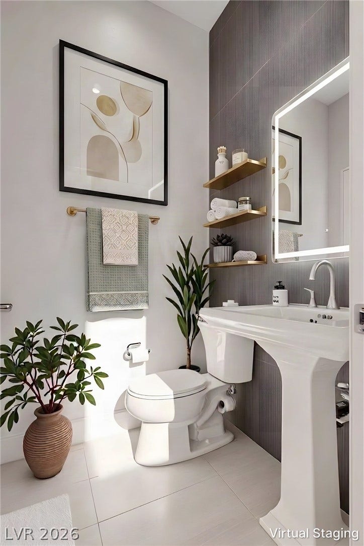 10226 Pleasant Knoll Avenue, Las Vegas, NV 89166 Virtually staged into a contemporary look powder room.
