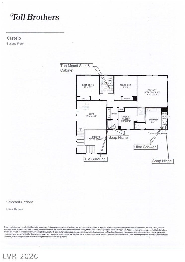 10226 Pleasant Knoll Avenue, Las Vegas, NV 89166 Original 2nd Floor layout from builder.
