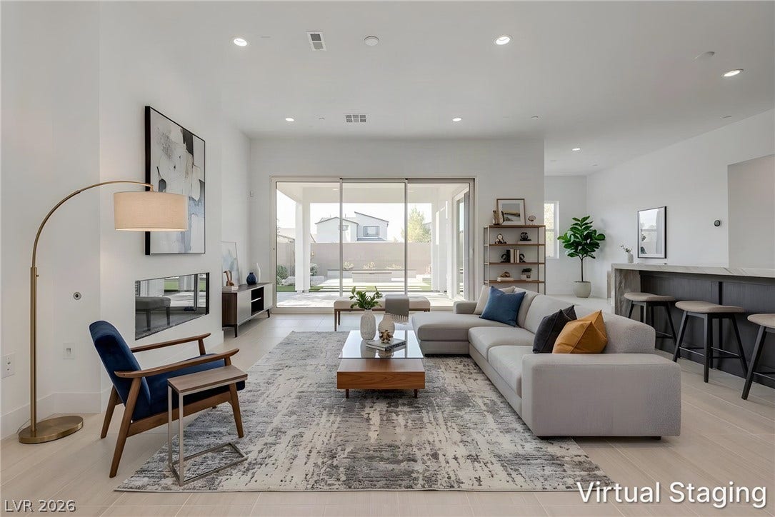 10226 Pleasant Knoll Avenue, Las Vegas, NV 89166 Virtually staged into a modern designed great room.