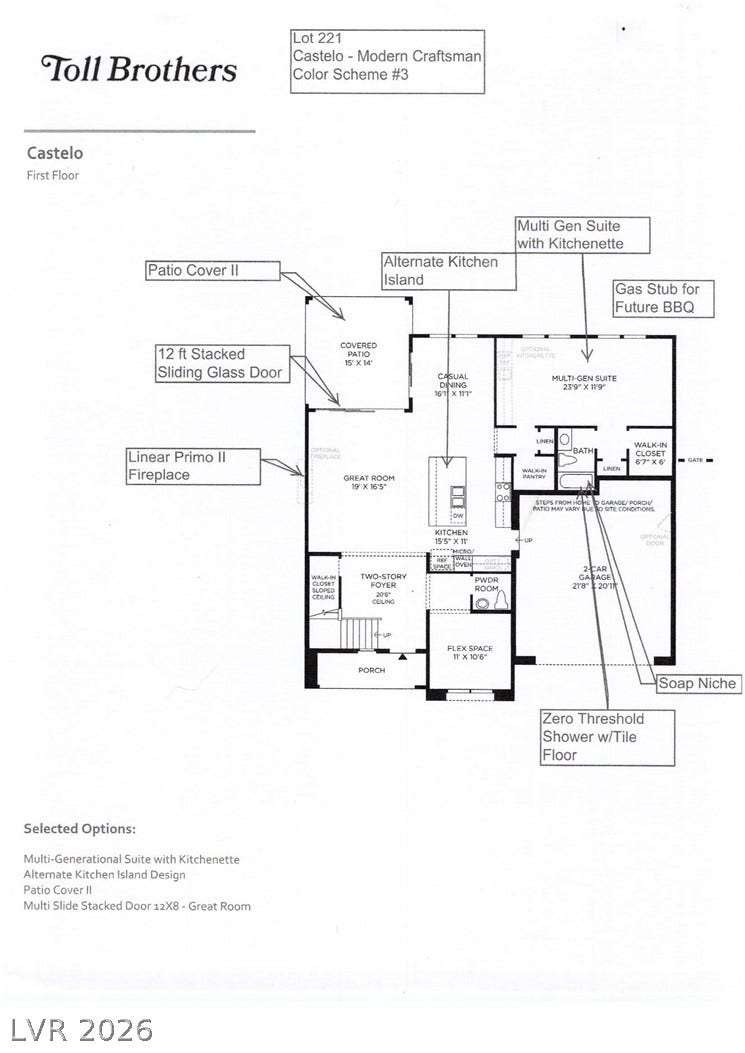 10226 Pleasant Knoll Avenue, Las Vegas, NV 89166 Original 1st Floor layout from builder.