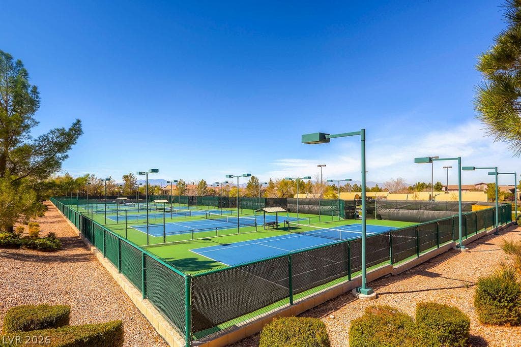 2284 Savannah River Street, Henderson, NV 89044 Professional outdoor courts sit ready for play under clear blue desert skies.